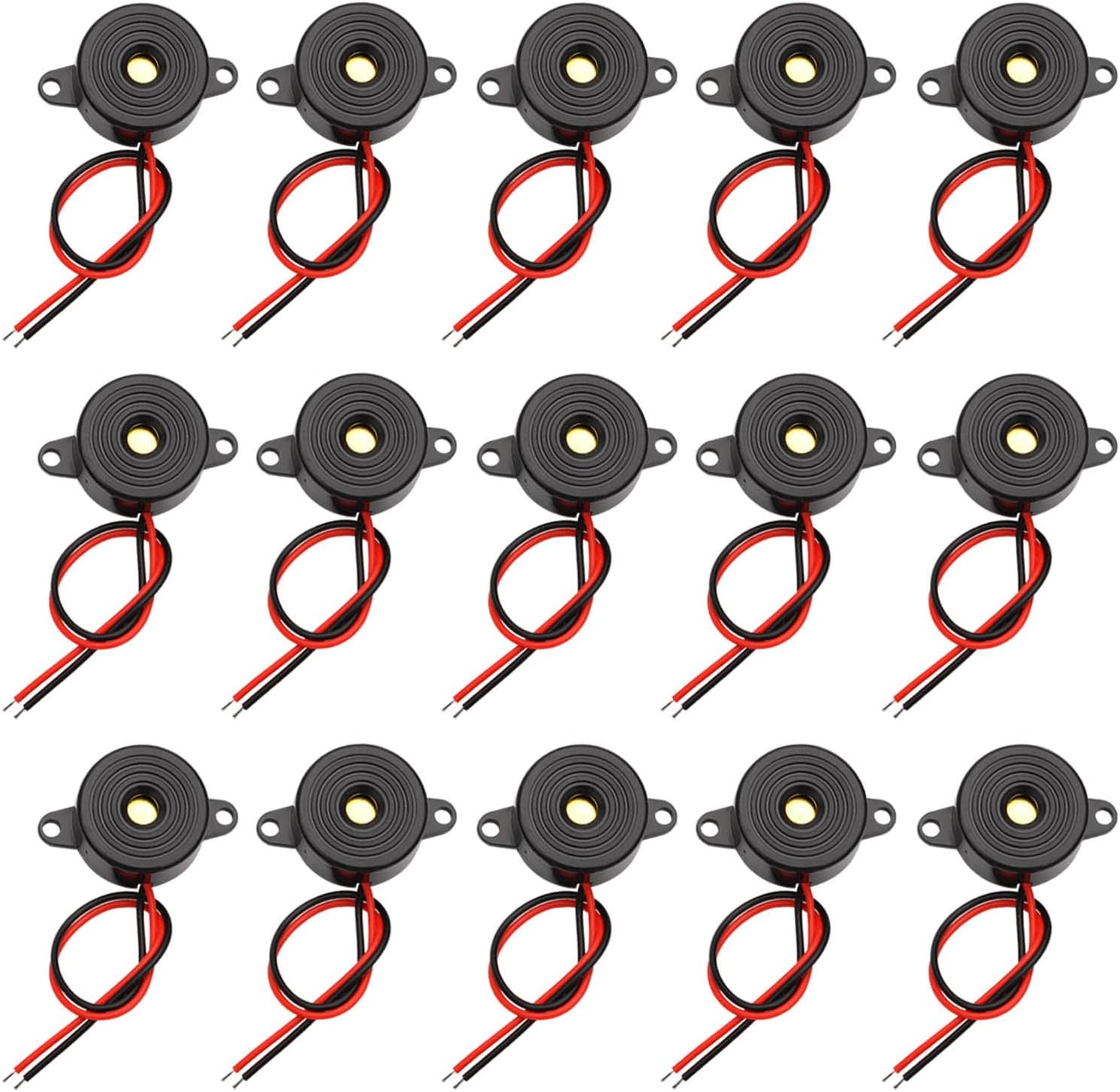 GALDOEP 15 pcs electrónico Zumbador, DC 3-24V Zumbador Piezoeléctrico Zumbador Electrónico de Sonido Continuo Negro 23 x 12mm