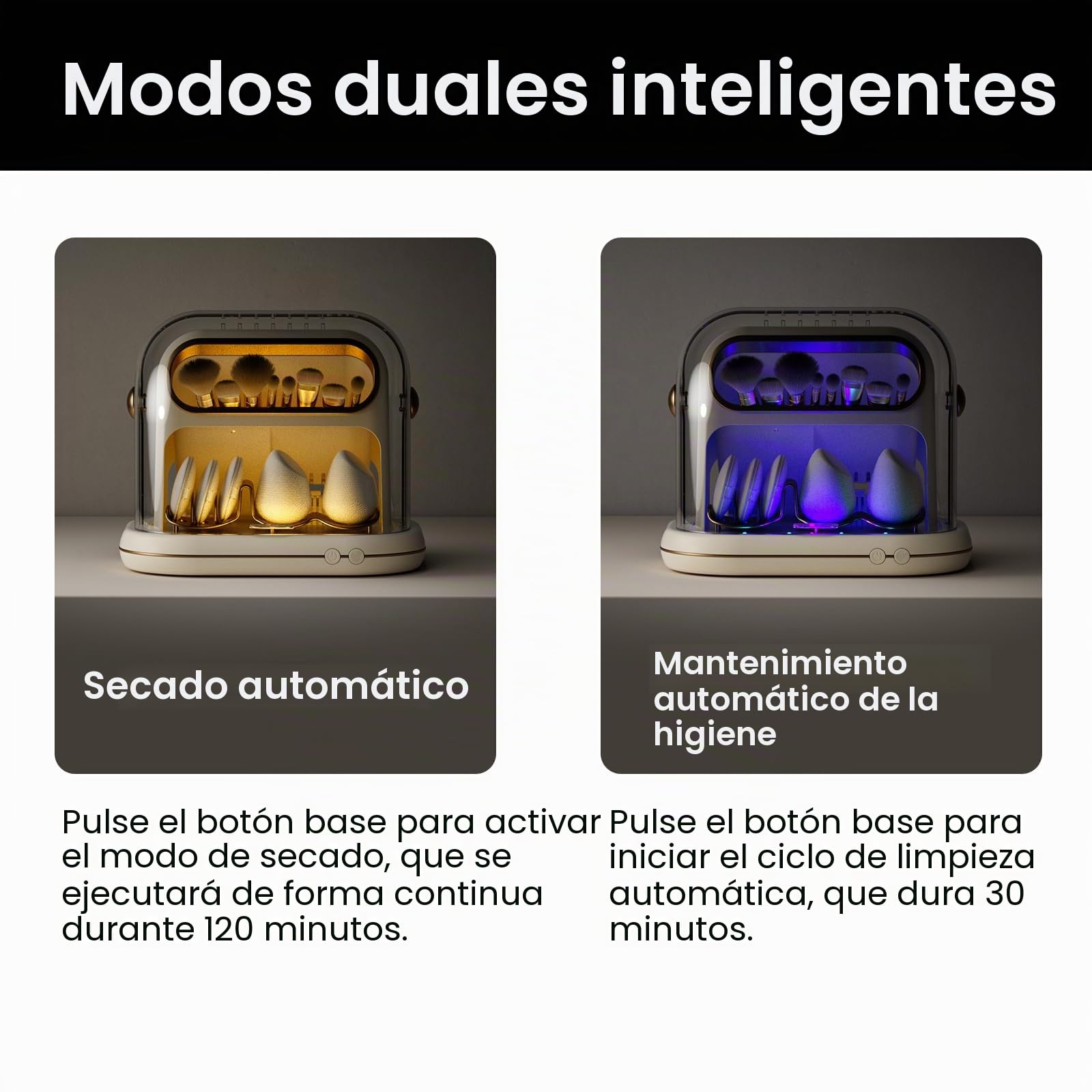 Máquina Secadora Eléctrica de Brochas de Maquillaje, 3 En 1, Secador Automático de Brochas de Maquillaje y Almacenamiento con Tapa