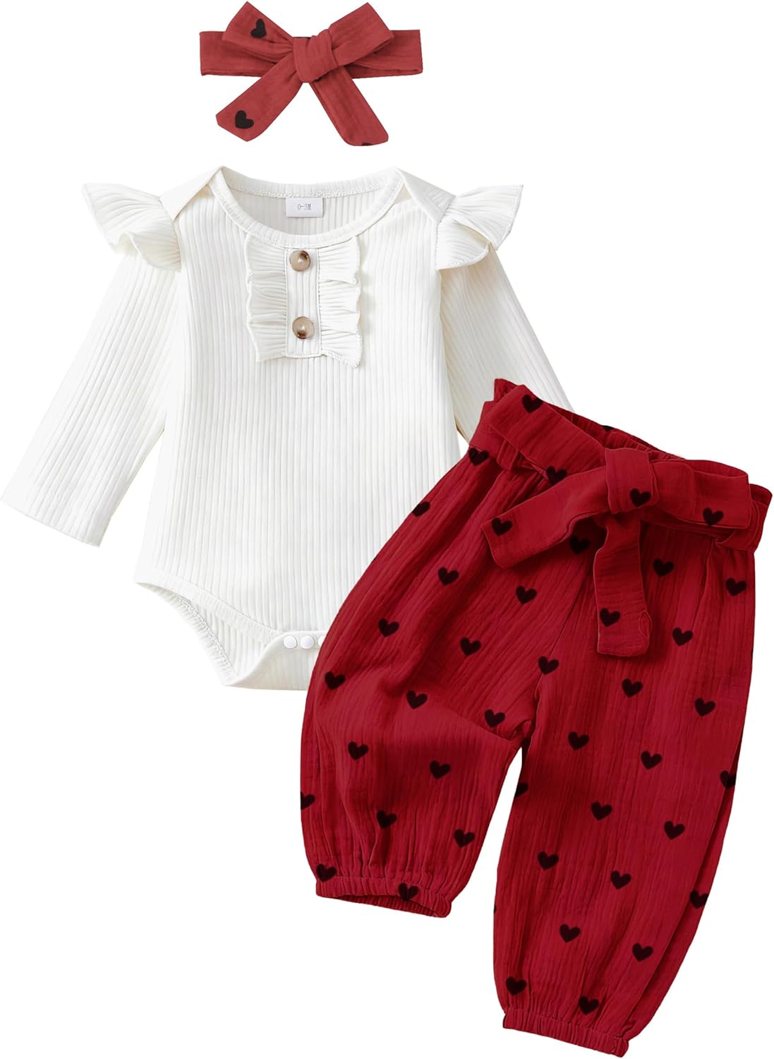 Newborn Baby Girl Clothes Ribbed Knit Romper Heart Daisy Print Pants for 0 3 6 12 18 24 Months Girl Outfits