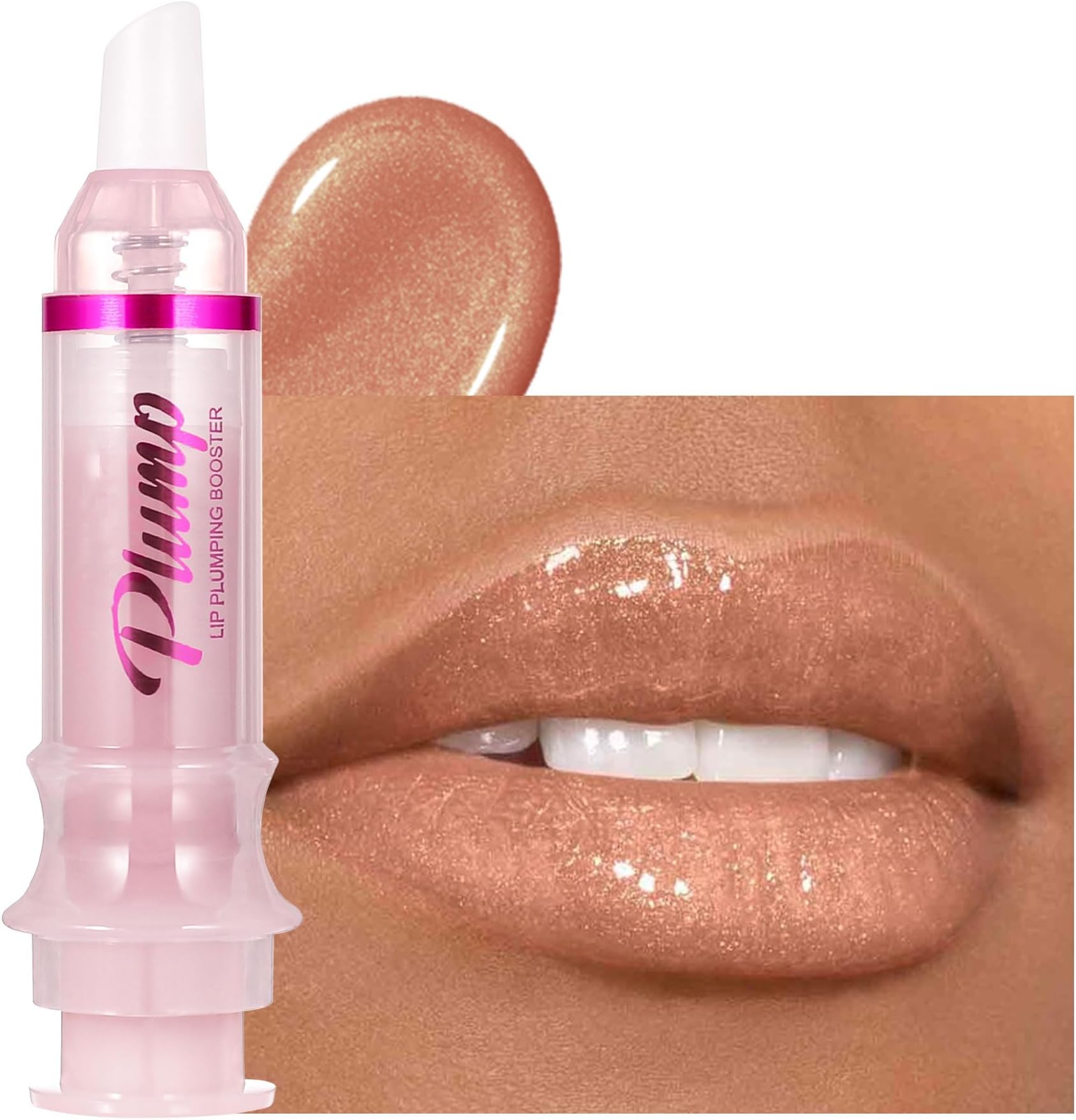 Ginger Lip Plumping Booster, Plump Gloss Lip Lipstick, Hydrating, Volumizes & High-Shine Lip Plumping Lip Glass Mirror Lip Glaze, Plump & Pout Lip Plumper for Women Girls, #04 Amber