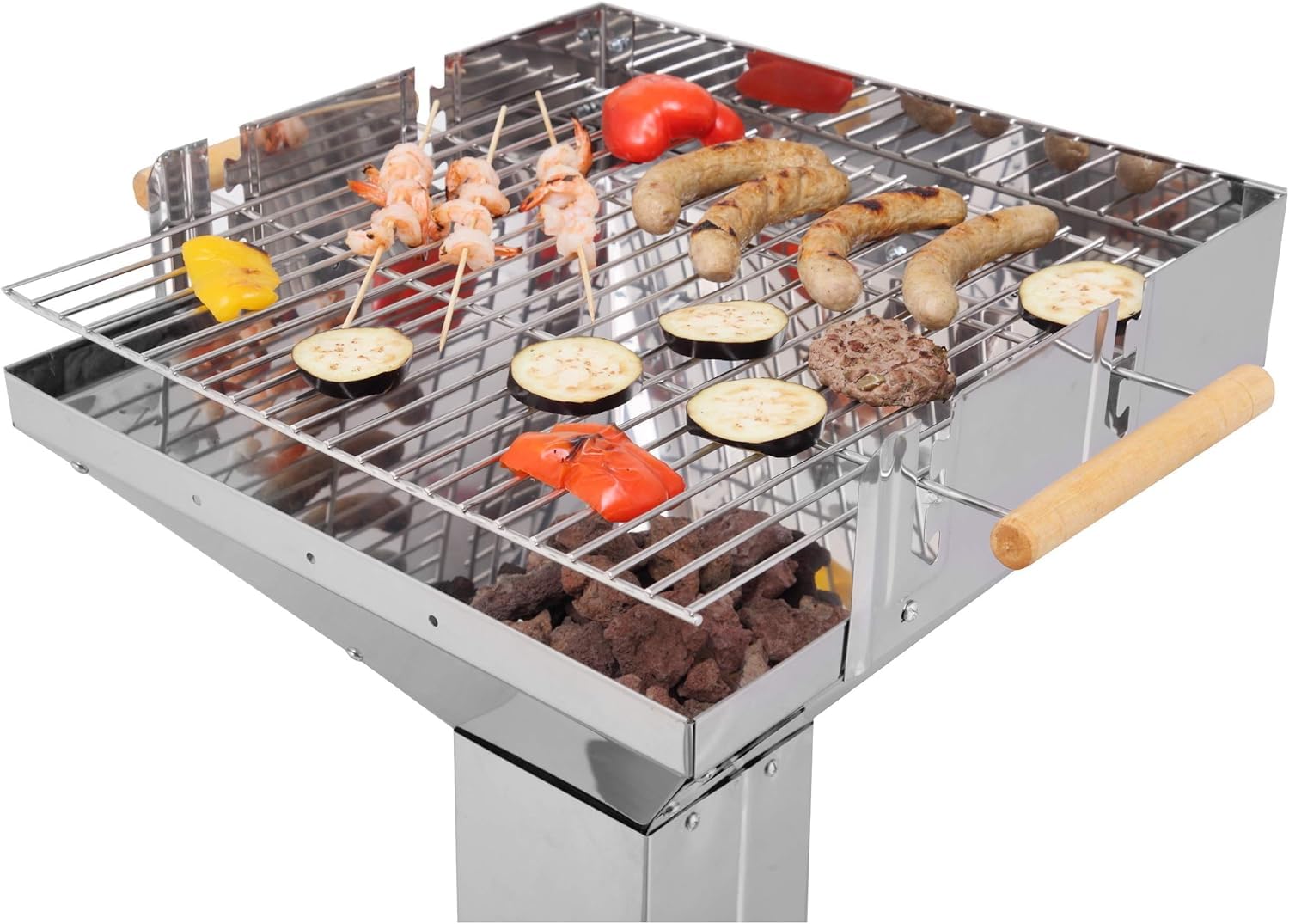 tepro Grill na węgiel drzewny Vista (grill kolumnowy), stal nierdzewna, system wentylacji, wygodna wysokość robocza (ok. 86-90 cm), wymiary ok. 63 x 48 x 91 cm