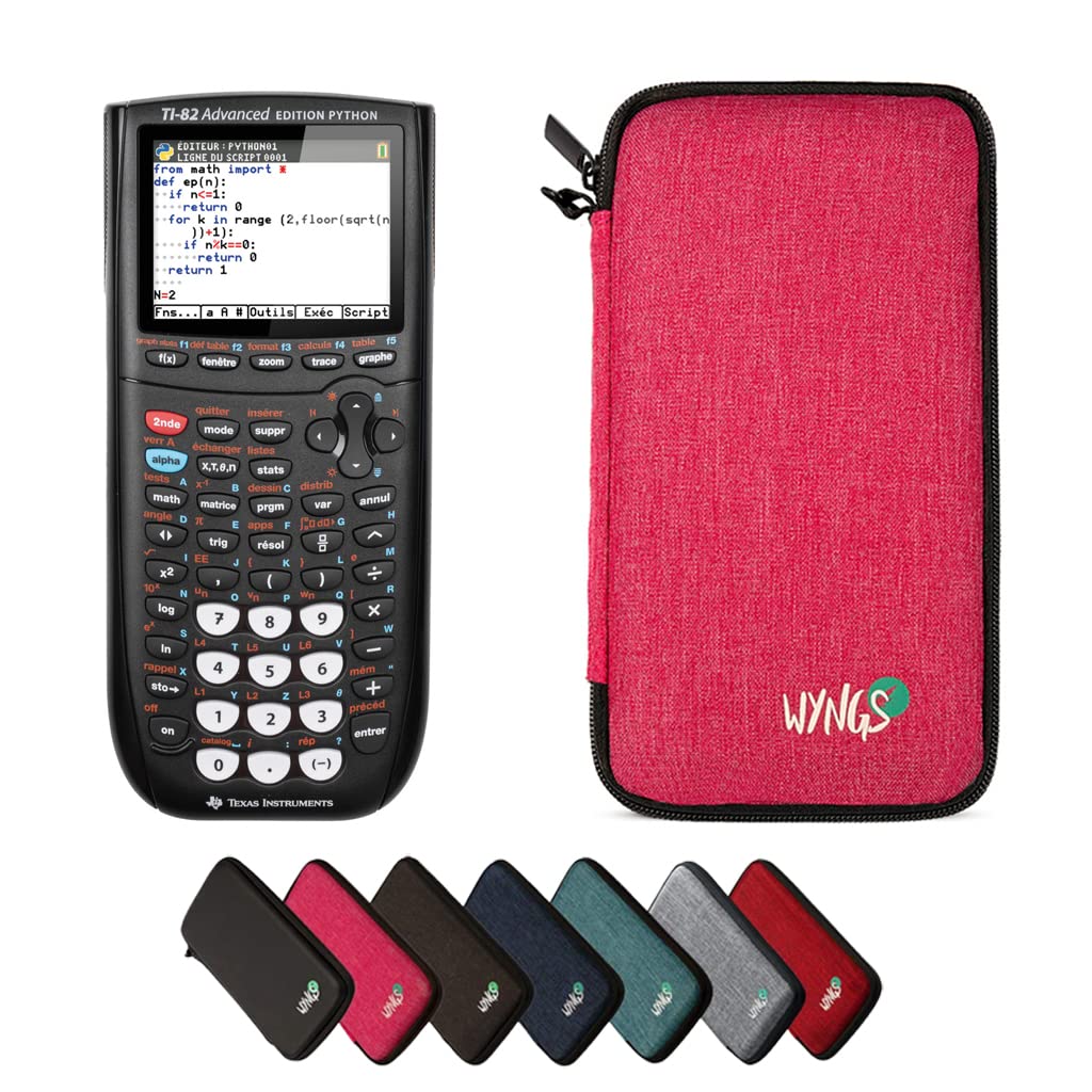 CALCUSO Basic Set Pink with Graphing Calculator TI-82 Advanced Python Edition, TI-82 Advanced Edition Python