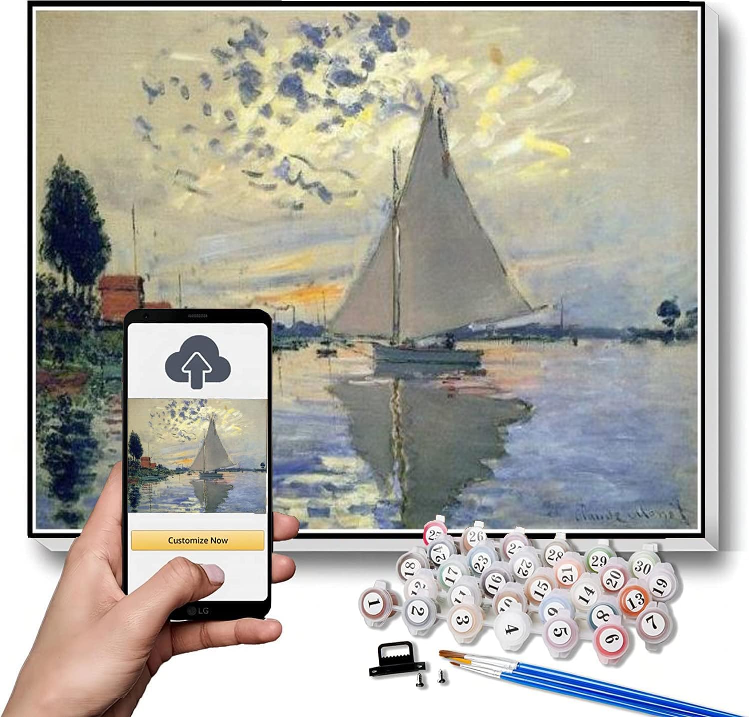 DIY Oil Painting Kit,Sailboat at le Petit gennevilliers Painting by Claude Monet DIY Painting Paint by Numbers Kits On Canvas DIY Oil Painting Kit,Sailboat at le Petit gennevilliers Painting by Claude Monet DIY Painting Paint by Numbers Kits On Canvas