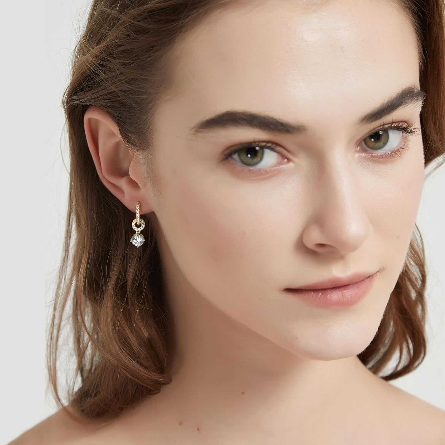 Trendy Hypoallergenic Gold Plated Dangle Earrings - Imitation Diamond Hoops, Sparkling 4A Cubic Zirconia, Dainty Swaying Drop Jewelry Gift for Women - Image 4