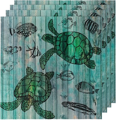 Miniatura 5 de Cloth Napkins Set of 6 Ocean Turtle 20x20 Inch Cloth Napkins Wooned Sea Turtles Washable Reusable Kitchen Dinner Napkins Table Decor for Wedding,