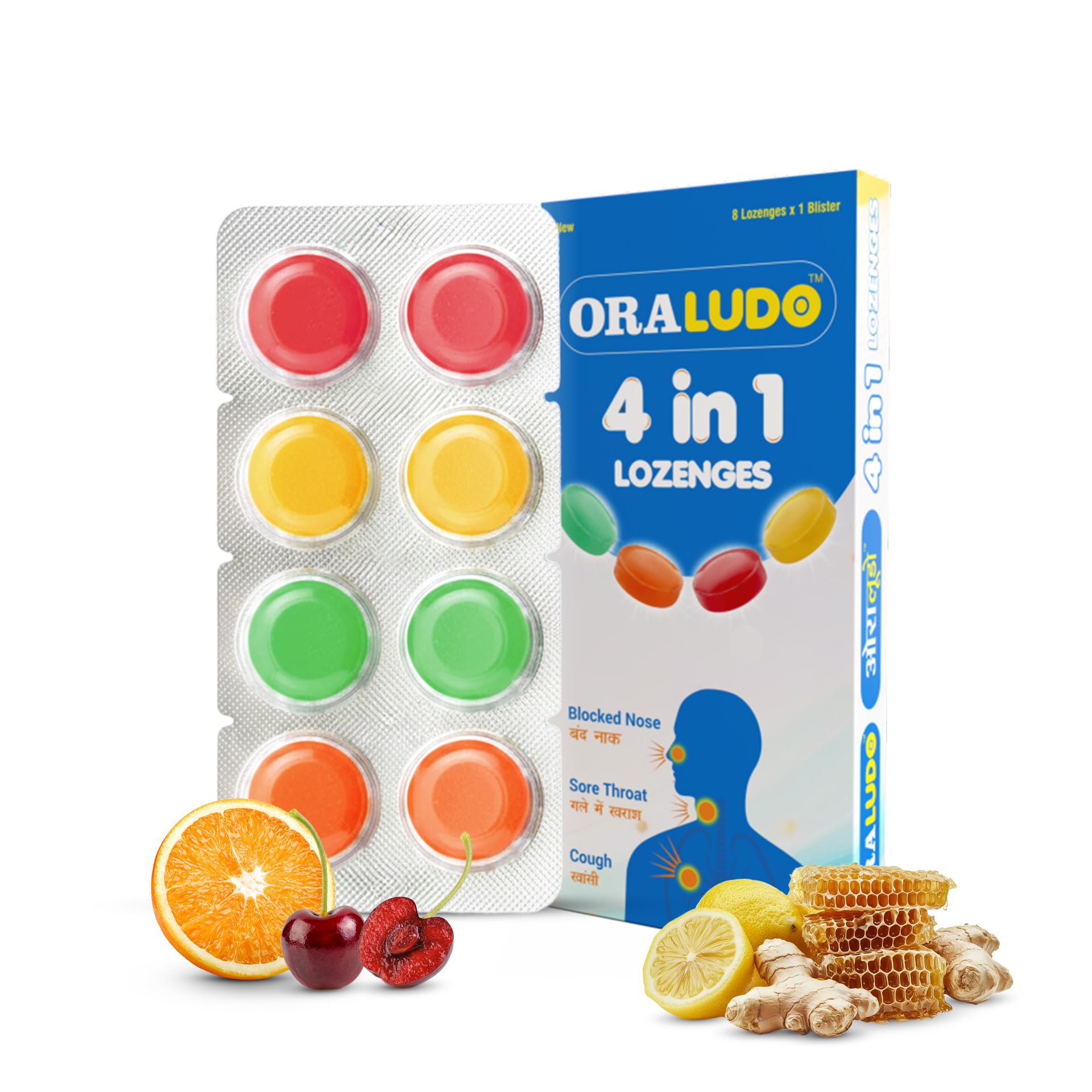 ORALUDO 4-in-1 Mixed Flavor Lozenges for Blocked Nose, Sore Throat & Cough Comfort | Assorted Soothing for Cold & Irritation | Travel-Friendly Blister Pack | 8 Lozenges Each (Pack of 5)-image-4