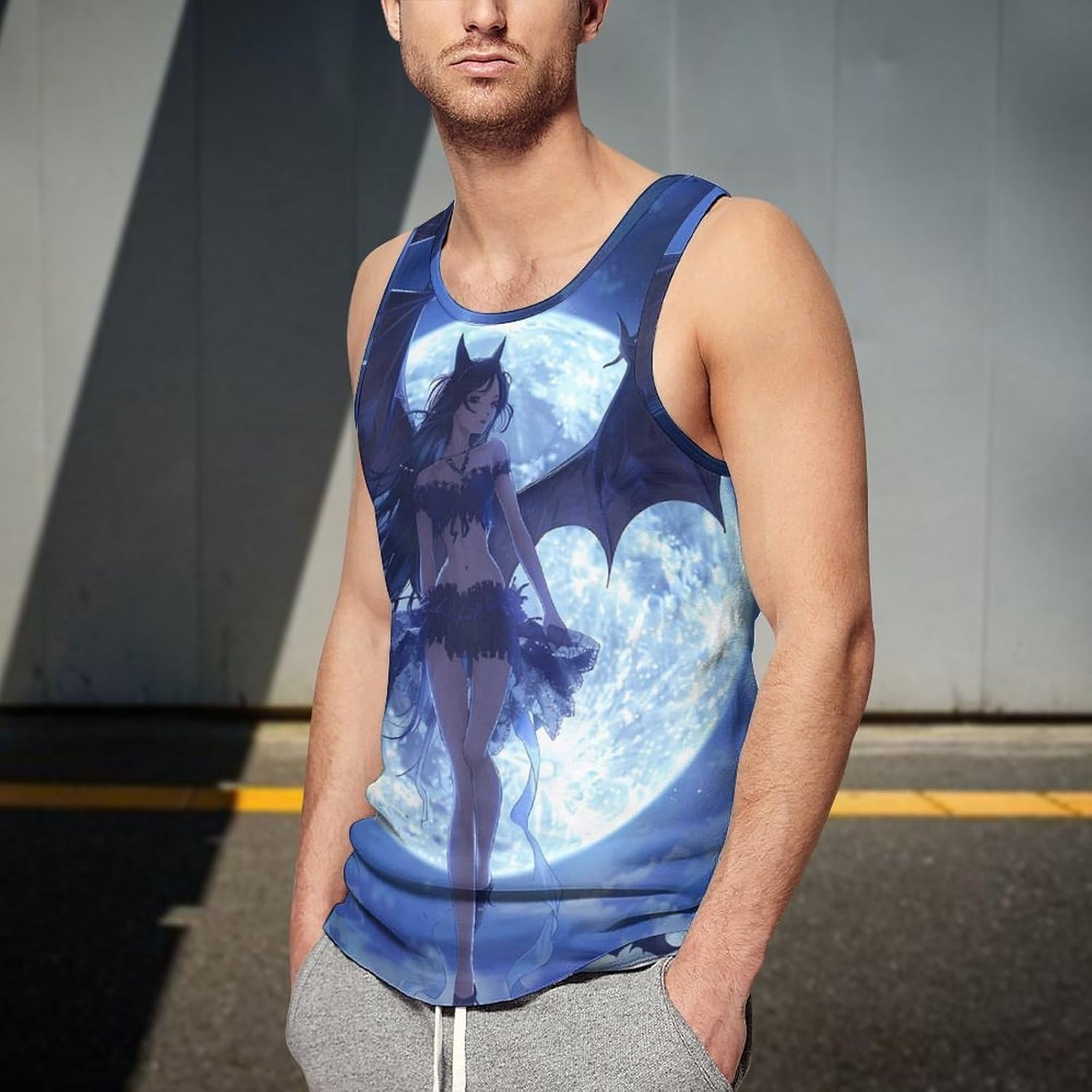 Fairy Flying Bat Men's Tank Top Sleeveless Muscle Shirts Vest Beach T Shirts for Workout Gym