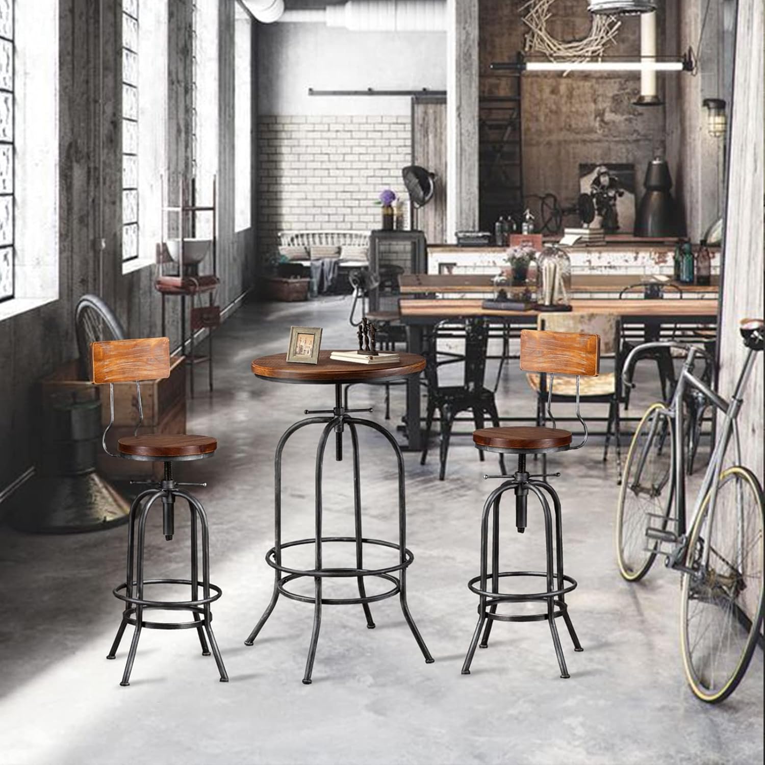 Tractor Seat Stool LOKKHAN 3-Piece Bar Set 42