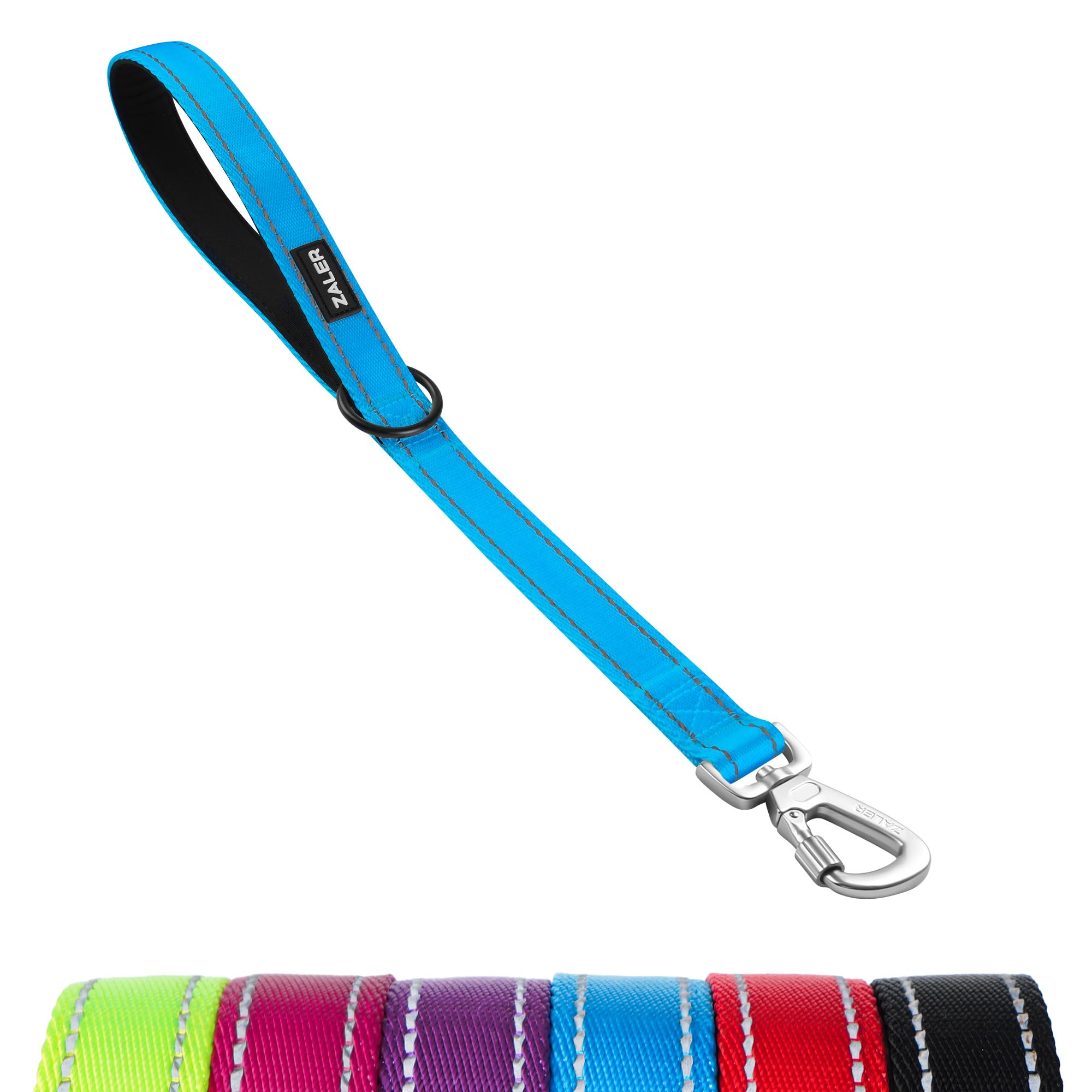 ZALER Short Dog Leash, 18 Inches Traffic Leashes for Dogs, Nylon Reflective Dog Lead with Padded Handle, Heavy Duty Leash for Large and Medium Dogs (Blue) — image 1