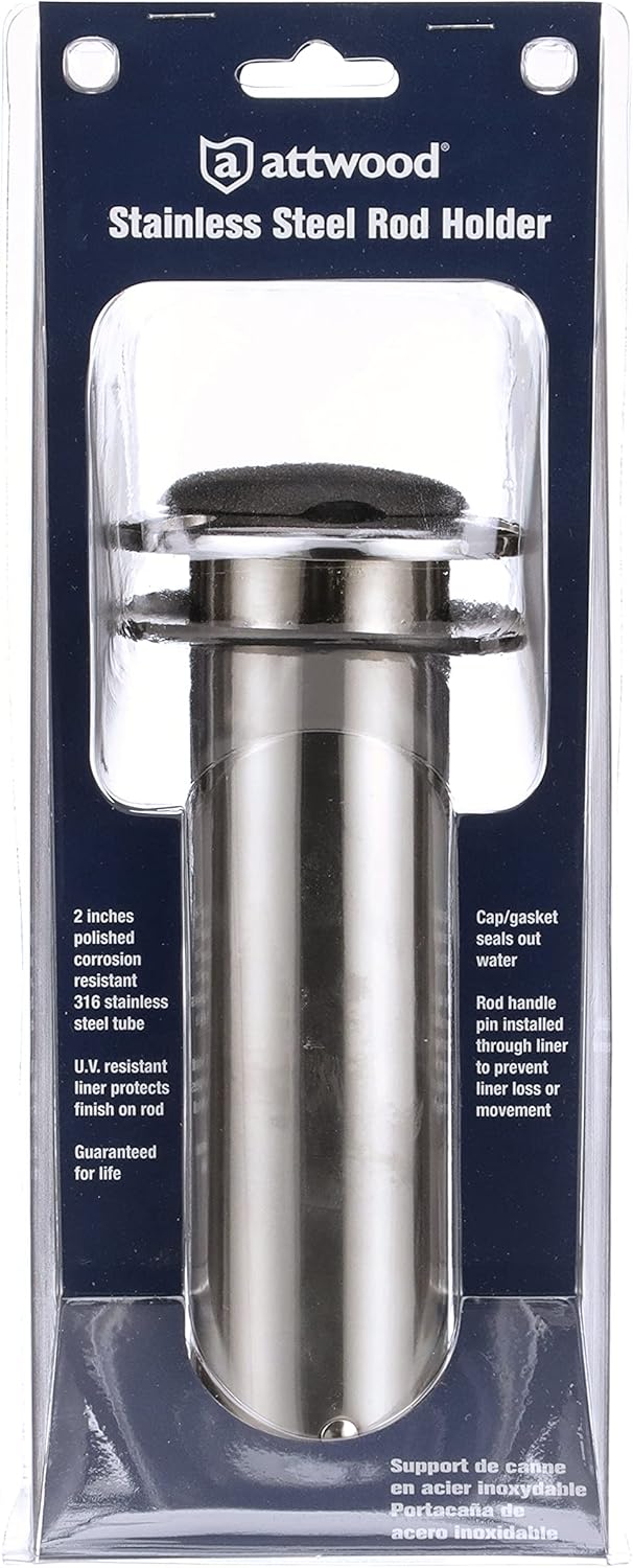 Attwood 66364-7 Stainless Steel Flush Mount 0 Degree Rod Holder (2-Inch)