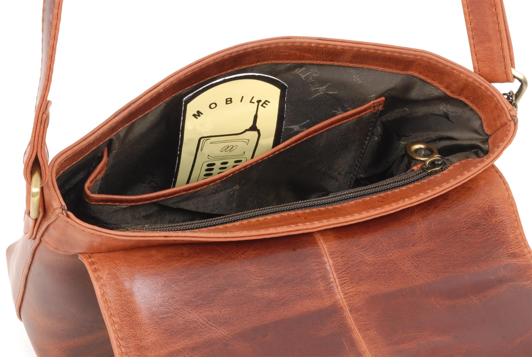 Catwalk Collection Handbags - Bolso Bandolera de Piel de Mujer - Bolso Cruzado Pequeño con Solapa - Bolsito con Correa Ajustable - Freya