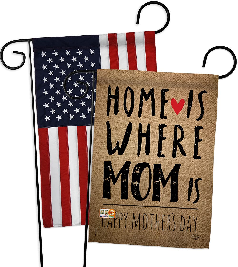 Home Is Where Mom Hausflagge - Doppelseitige Gartenflagge Für Muttertag, 71x102 Cm