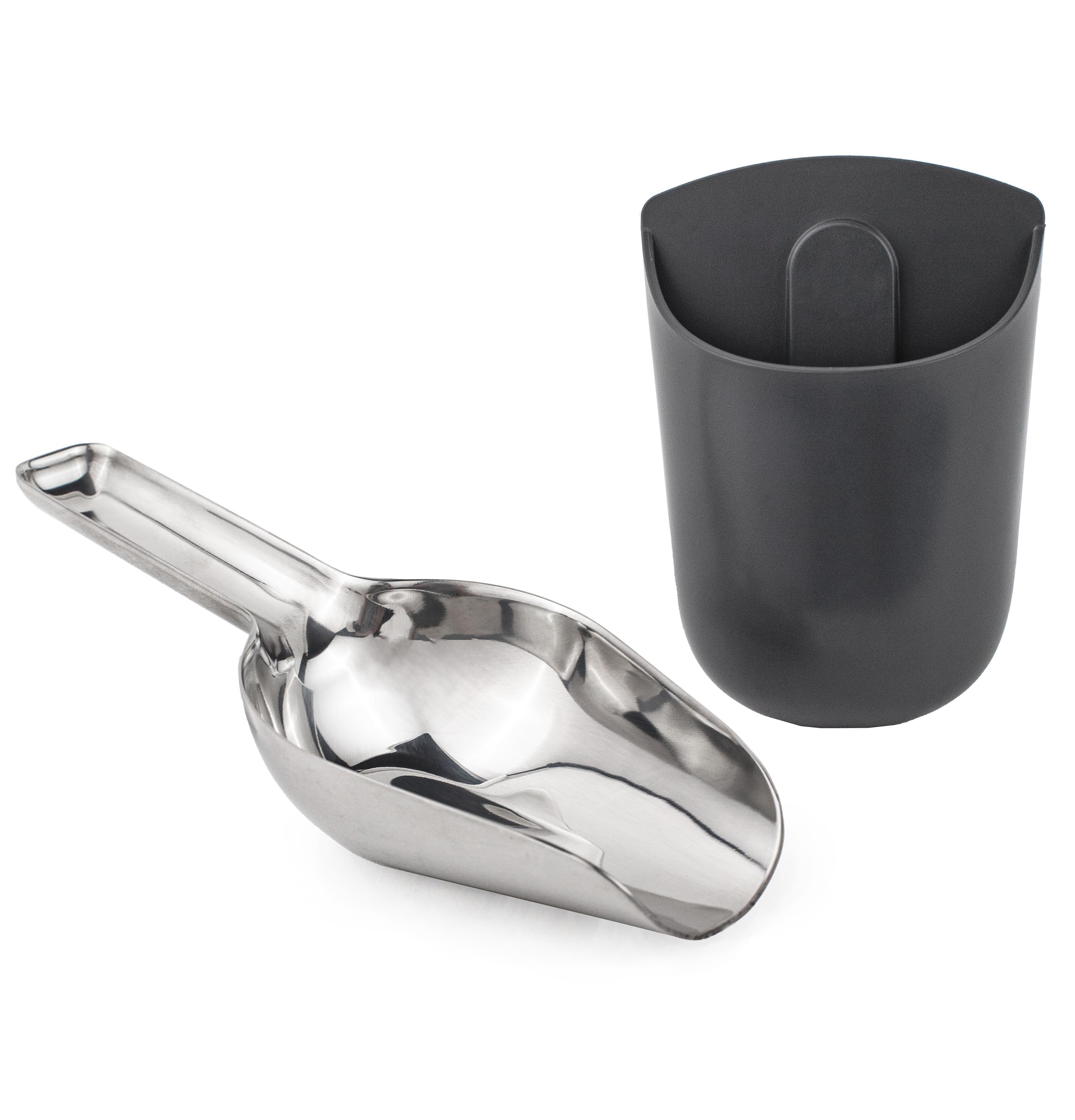 GE Profile Opal Stainless Steel Scoop + Magnetic Holder, Ergonomic Grip, Works with most Opal Nugget Ice Makers