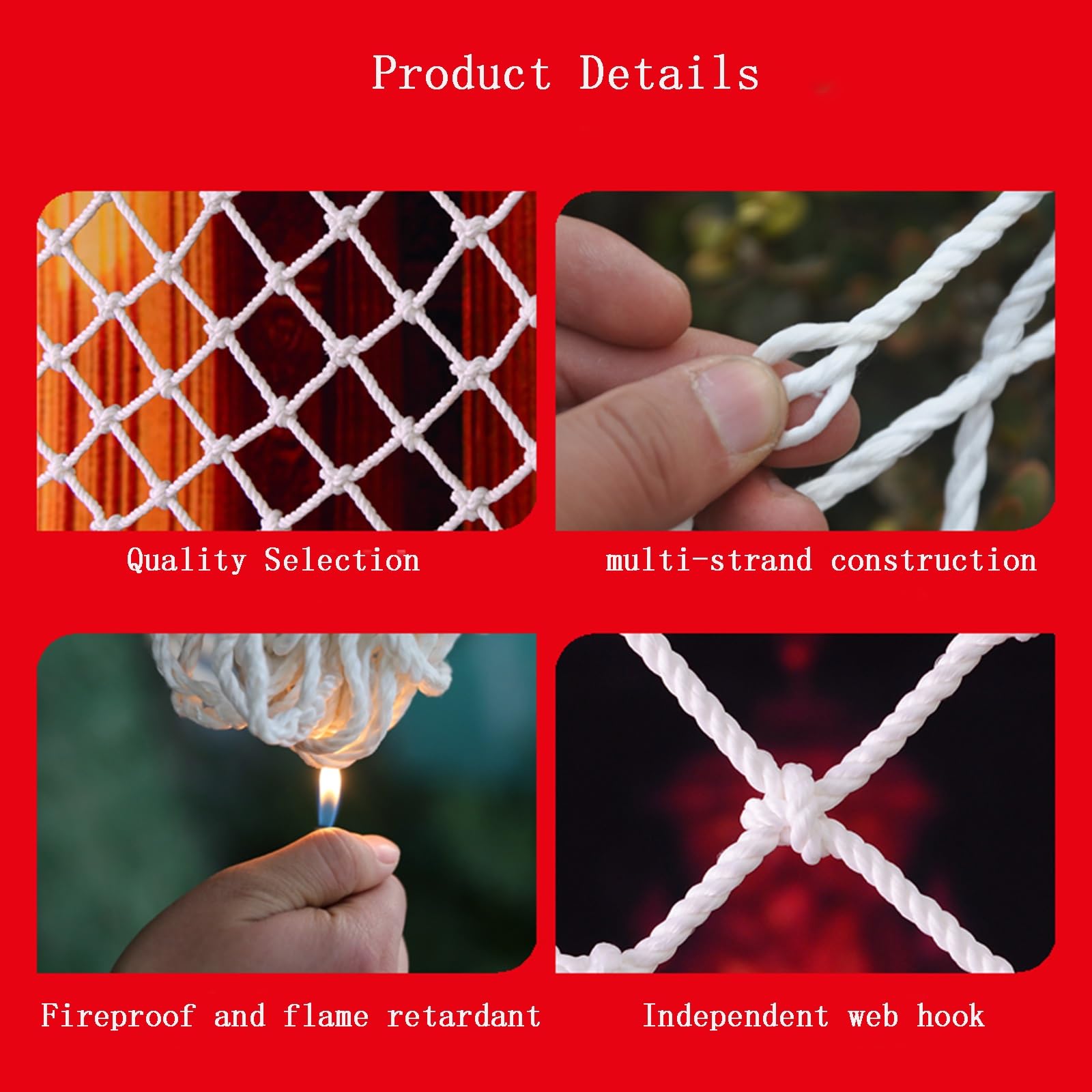 SHAARI Red De Cuerda para Obras De ConstruccióN Gran Capacidad De Carga, Resistente Al Desgaste Adecuada para Andamios, ProteccióN De Estanques PiscíColas(5cm Mesh,3x4m)