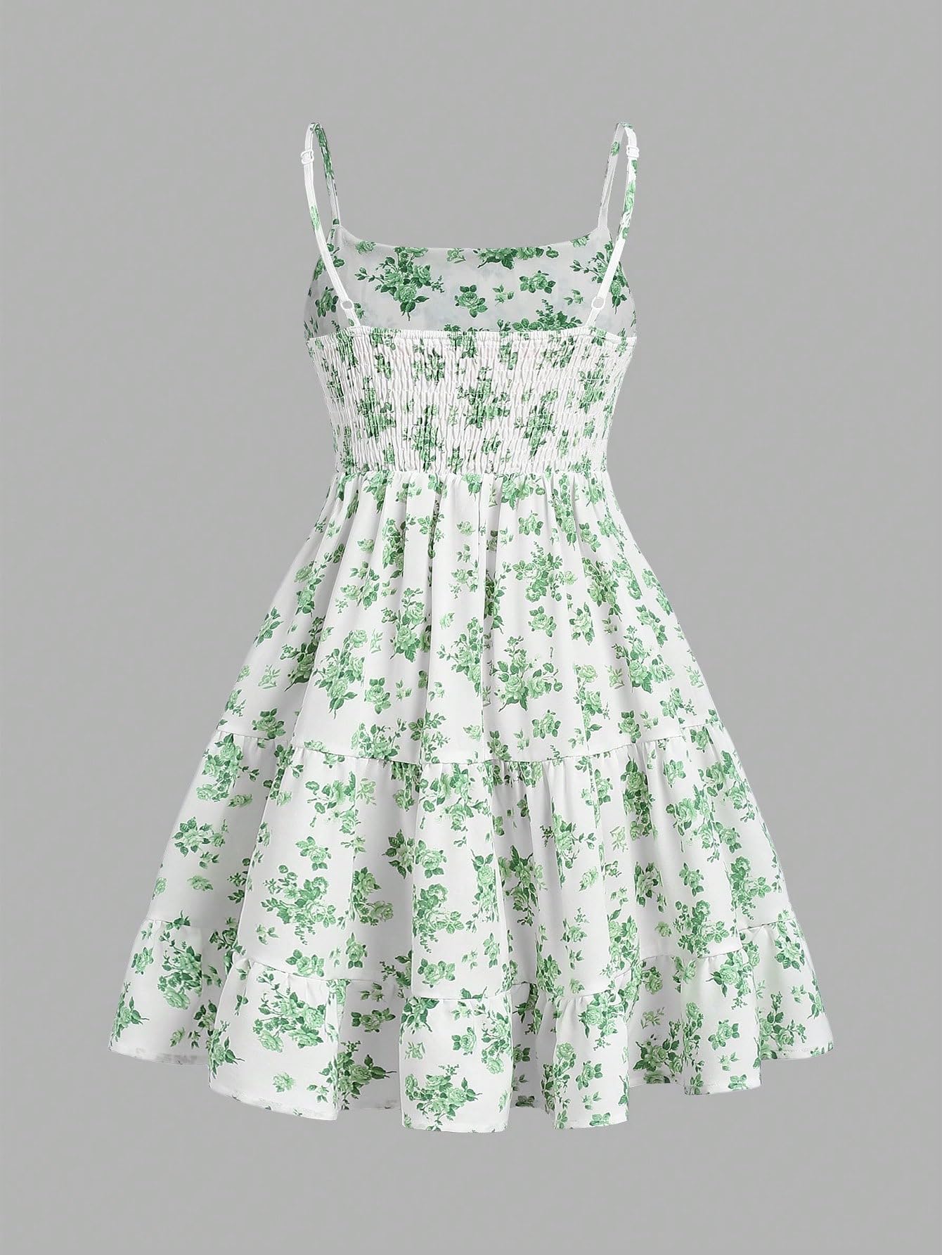 Floerns Ärmelloses Cami-Kleid für Mädchen, Blumendruck, gerüscht, Rüschensaum, A-Linie, kurzes Kleid