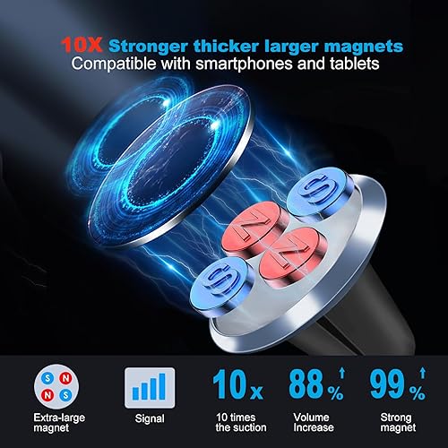Miniatura 2 de Soporte magnético de aluminio ultra fuerte para teléfono para automóvil paquete de 2 - Soporte universal de ventilación de aire con 4 placas de