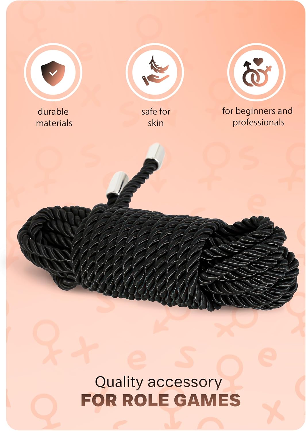 Paddle for Adults Leather Short Paddle Satin Eye Mask Silk Soft Rope Braided Rope Cord Multipurpose Long Rope Black 17 Feet 6mm