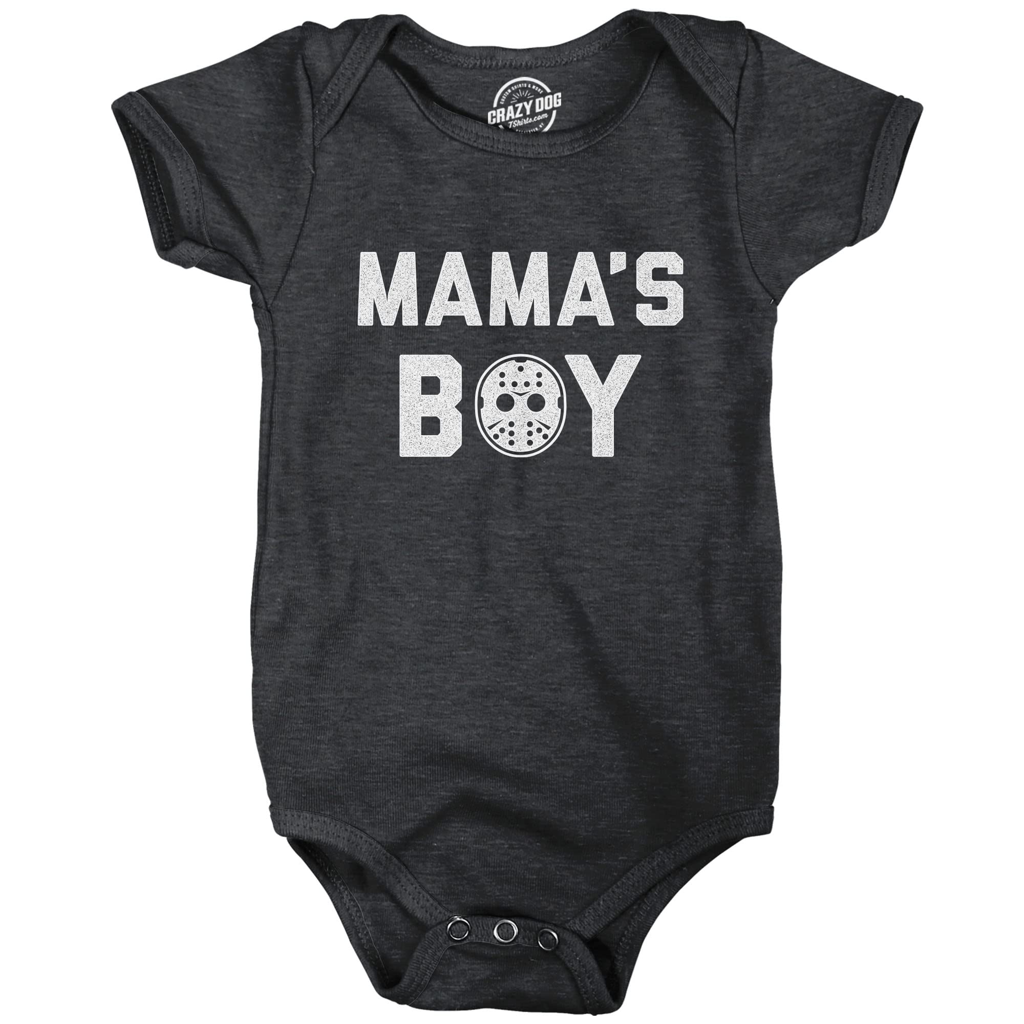 Crazy Dog T-shirts Mama's Boy Baby Bodysuit Funny Halloween Horror Movie Hockey Mask Graphic Jumper