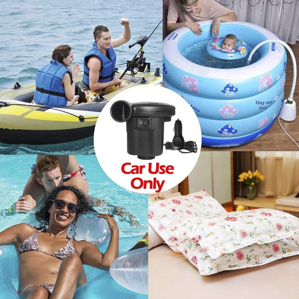WEY&FLY Quick-Fill DC Electric Air Pump Car Use Only, Portable Air Mattress Pump, Quick-Fill Inflator Deflator for Inflatables Items, Ideal for Outdoor Activities and Travel