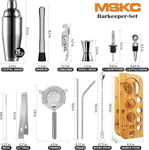 Miniatura 2 de Juego de coctelera de 25 onzas, kit de camarero de 16 piezas, herramientas profesionales de bar, kit de mezclador de bebidas Margarita, accesorios