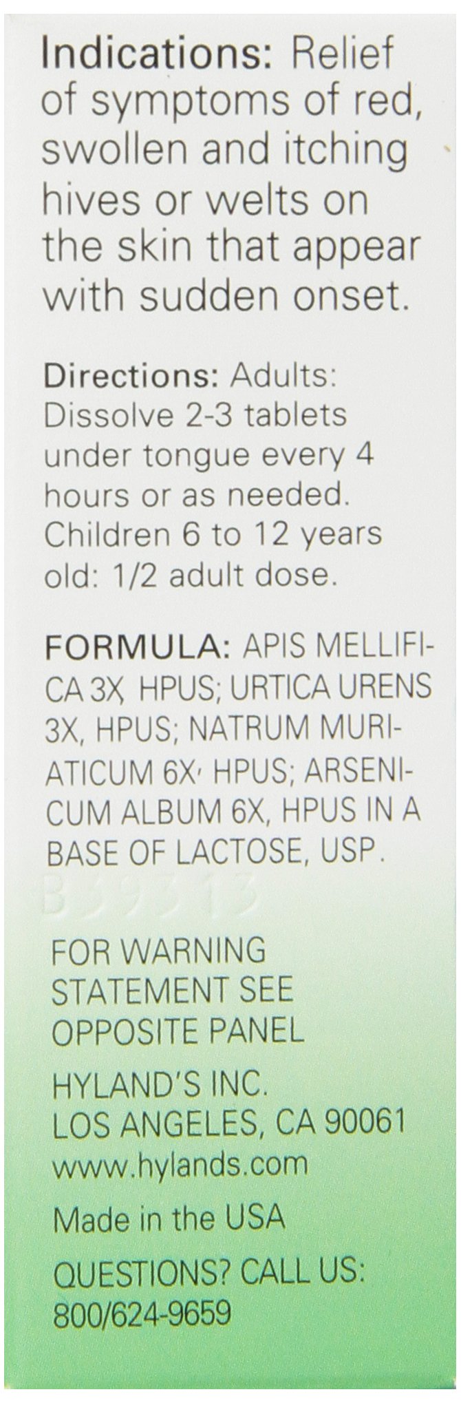 Itch Relief Tablets for Hives by Hyland's, Fast Natural Relief of