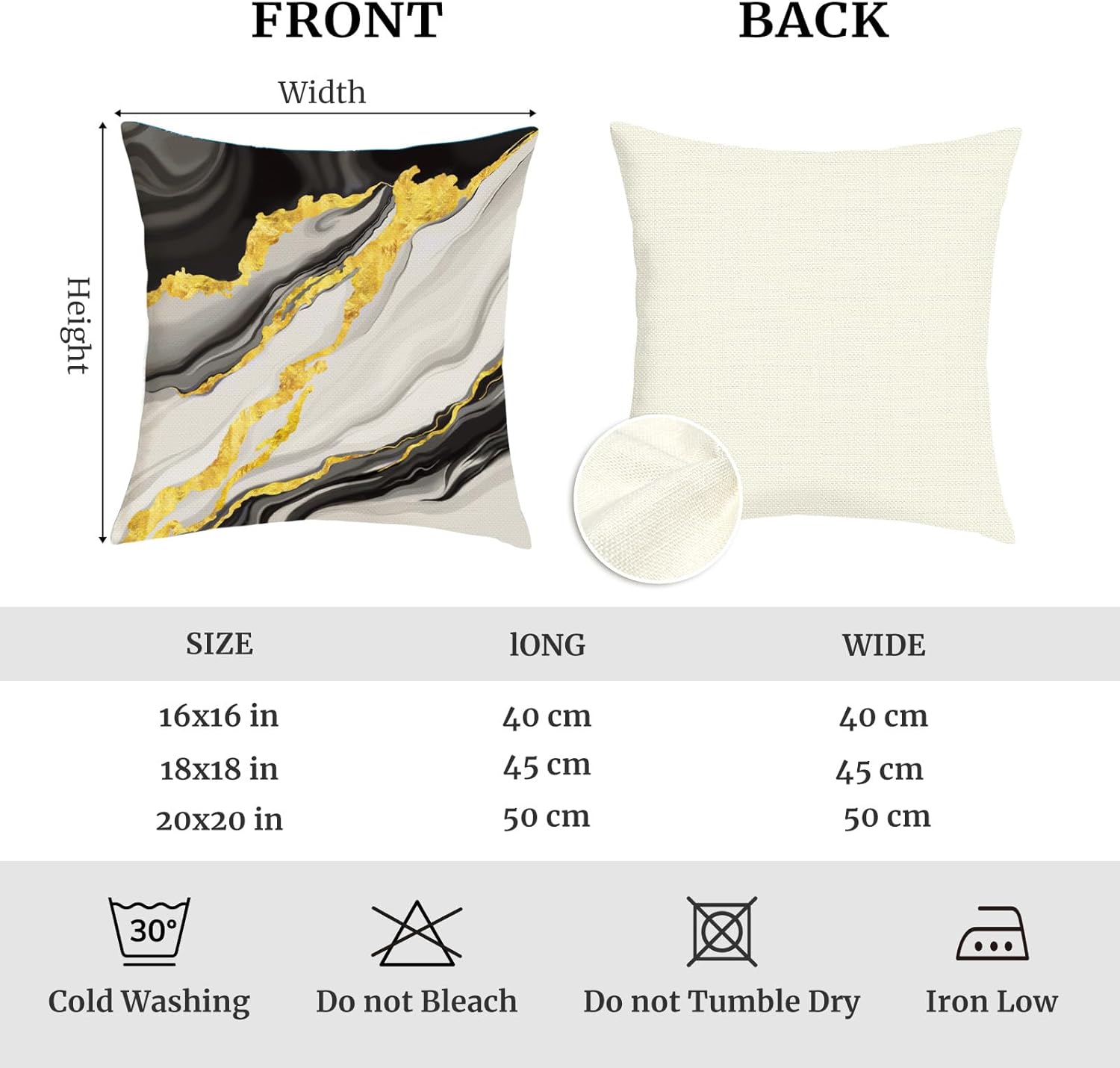 Black Gold Marble Throw Pillow Covers 18x18 Inch Set of 4 Modern Abstract Art Cushion Covers Home Decor for Couch Cushion Cases - Image 7