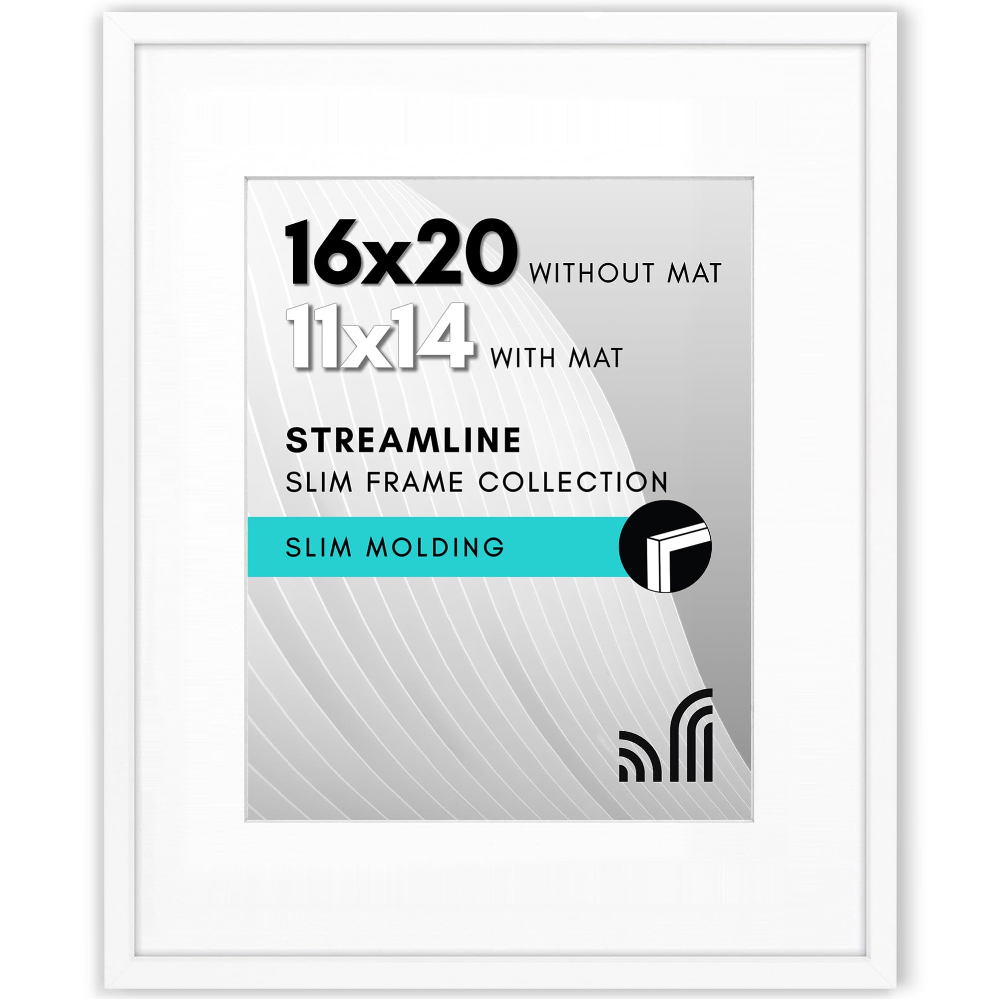 Americanflat 16x20 Polished Perspex Photo Frame 11x14 with Mount or 16x20 Without Mount Thin Frame for Wall Decor Streamline White