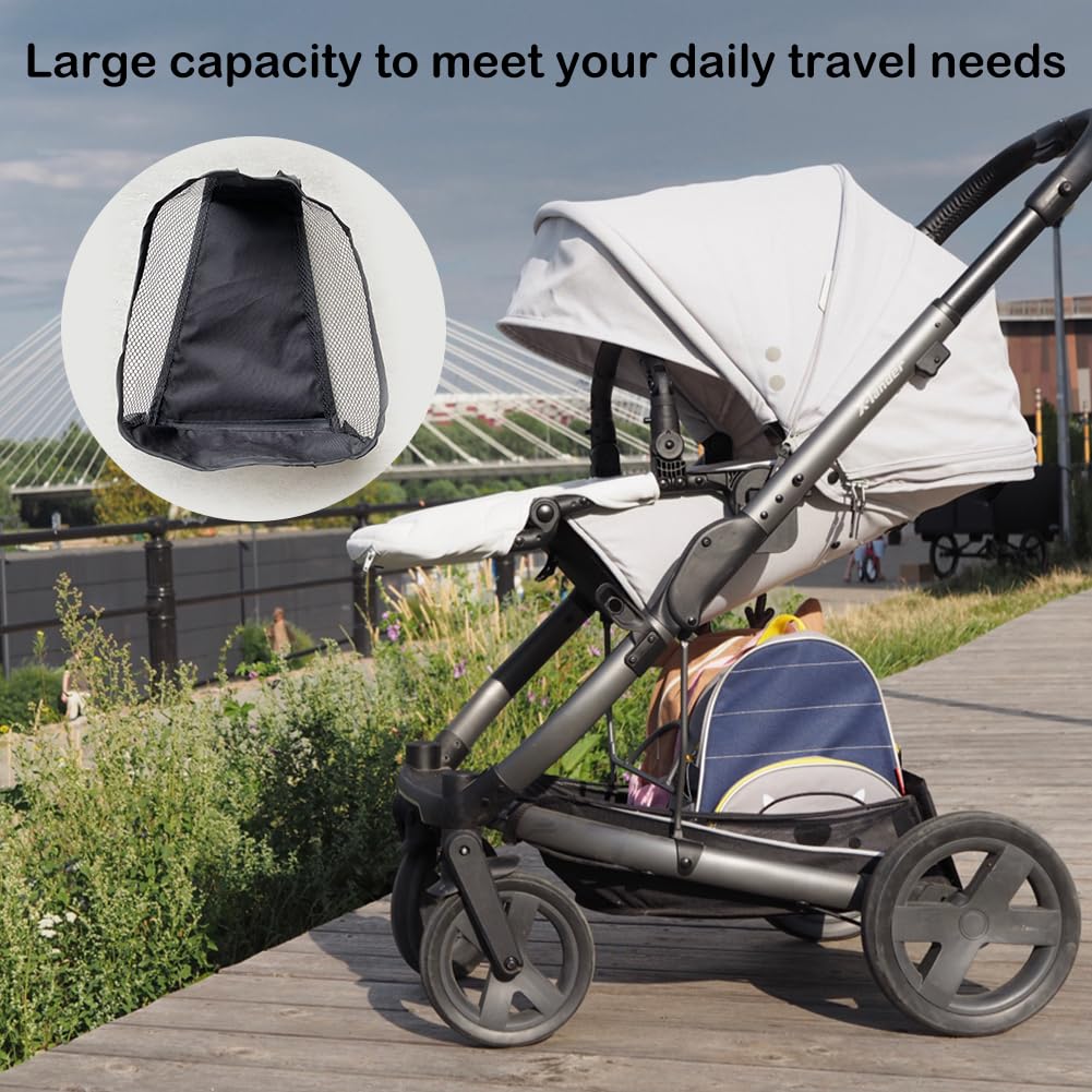 Cestino per Passeggino, Borsa a Rete Portatile per Passeggino, Carrozzina Cestino Inferiore, Borsa Portaoggetti Universale, Fondo da Appendere del Passeggino, per Riporre Prodotti Del Bambino, Nero