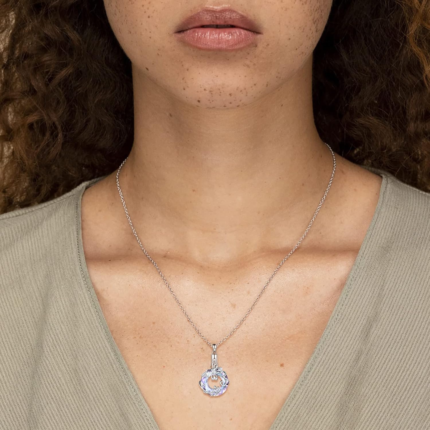 925 Sterling Silver Butterfly Hummingbird Rose Tree of Life Urn Necklace for Ashes Crystal Cremation Pendant Memorial Jewelry for Women