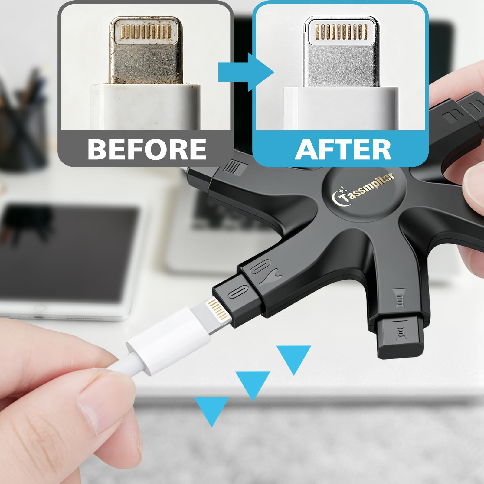 Tassmpitor Zestaw do czyszczenia iPhone'a, narzędzie do naprawy i przywracania iPad Pro, zegarek i telefon komórkowy, kabel ładowarki, głośnik, Airpod, środek czyszczący do wszystkich