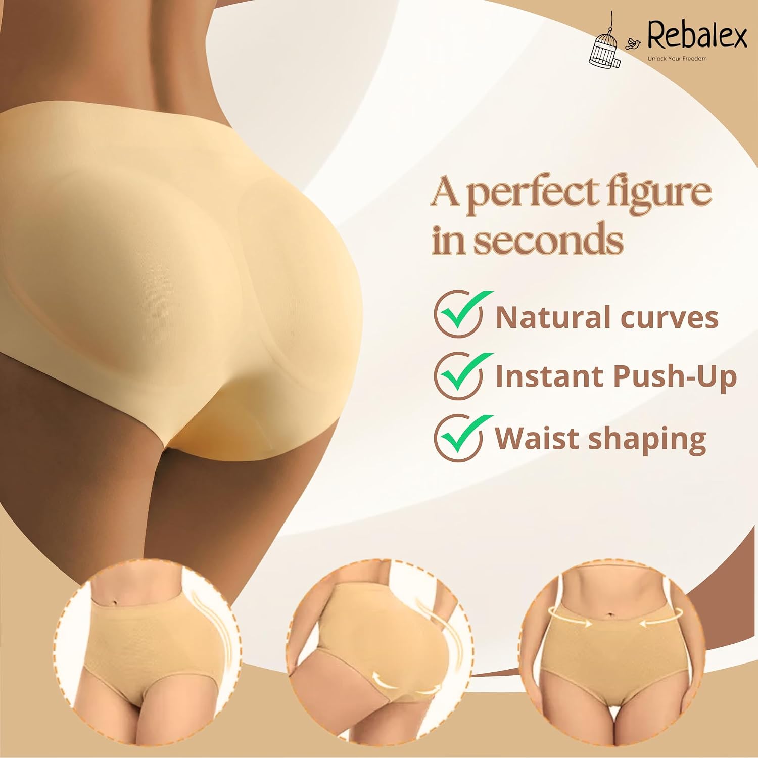 Butt Pads Shapewear for Women – Hip Pads & Body Shaper | Butt Lifter Sculpting Shorts, Padded Panties, Booty Enhancer