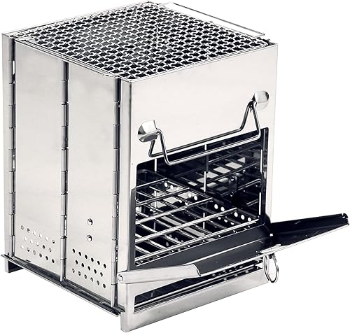 Miniatura 9 de REDCAMP Estufa de Camping para Quema de Madera, de Acero Inoxidable Compacta Portátil Plegable Mini Estufa de Campamento Multicombustible con Bolsa