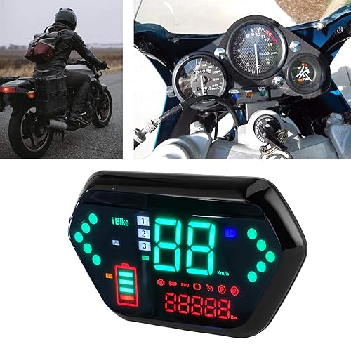 Miniatura 2 de Keenso Velocímetro de motocicleta, 48 V/60 V de alta definición, pantalla LCD universal para motocicleta, tacómetro, odómetro digital, medidor de