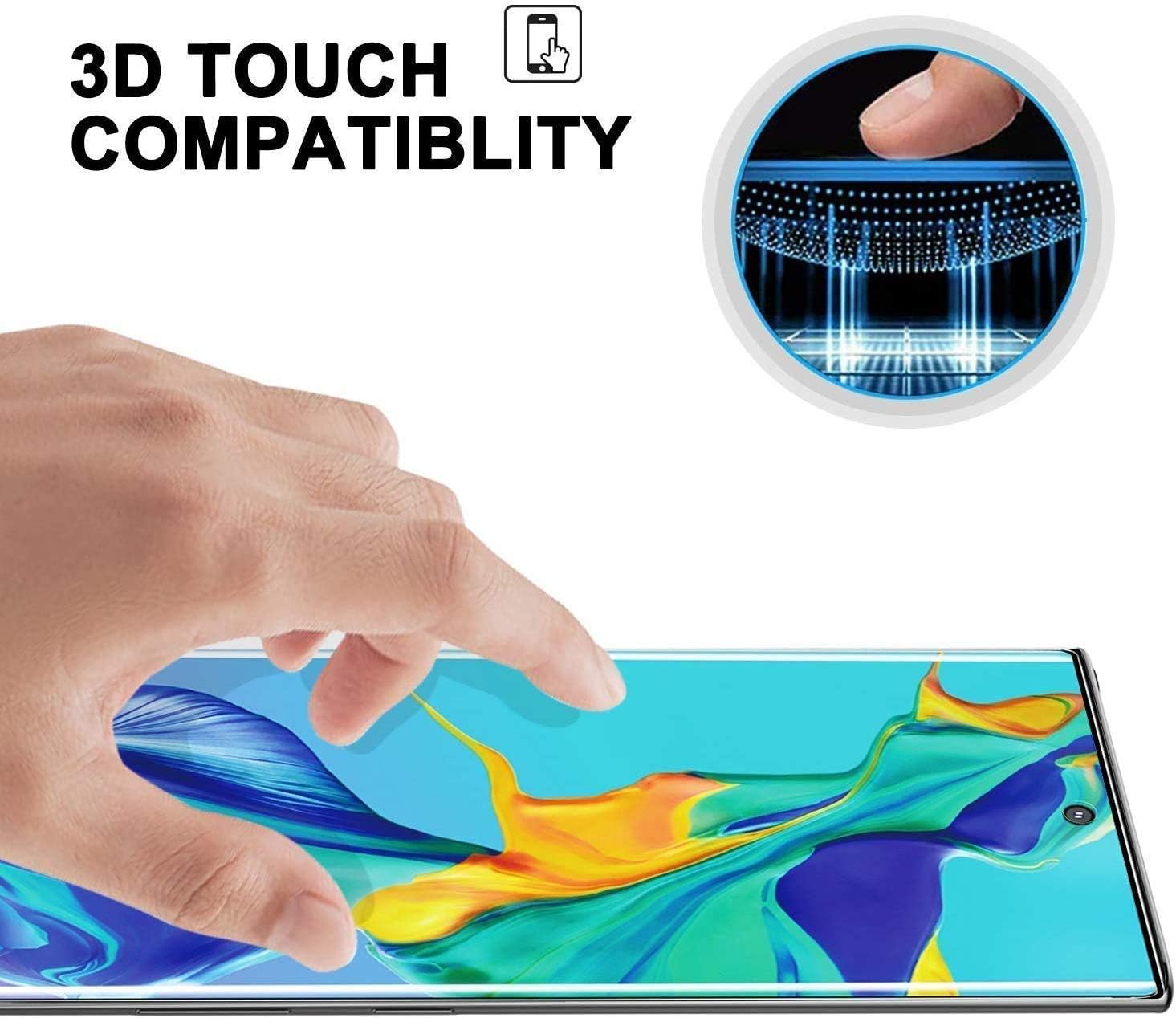 [2+2 Pack] Galaxy Note 10 Plus Screen Protector, 9H Hardness, 3D Curved, HD Clear,Scratch Resistant, Bubble-Free for Samsung Note 10 Plus Glass Screen Protector