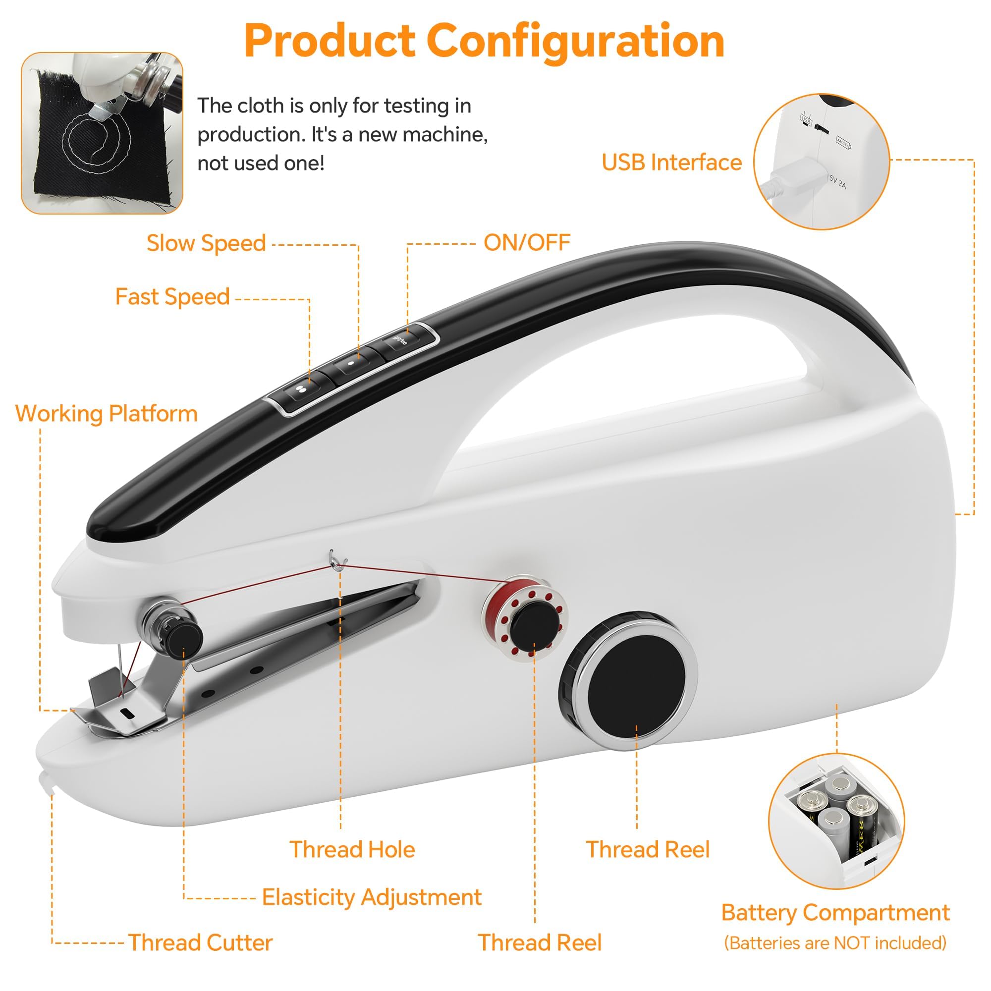 Handheld Sewing Machine Heavy Duty & Portable, 2-Speed Mini Sewing Machine with Sewing Kit & Storage Bag for Beginners, Adults, DIY, Home, Travel, Quick Clothing Repairs — view 7