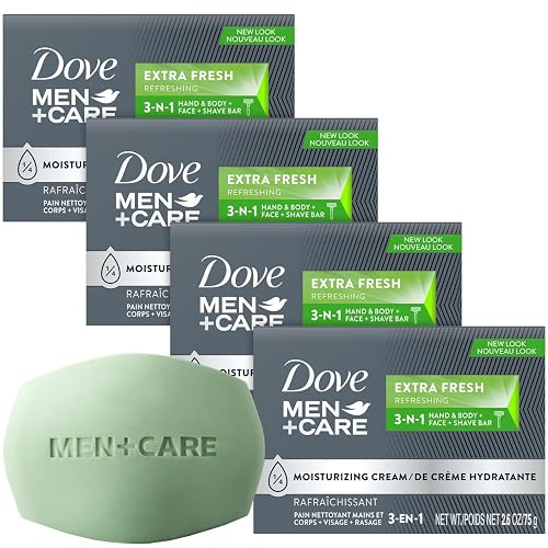 Dove Men+Care Refreshing Soap Bar, 3-in-1 Extra Fresh 4-Pack