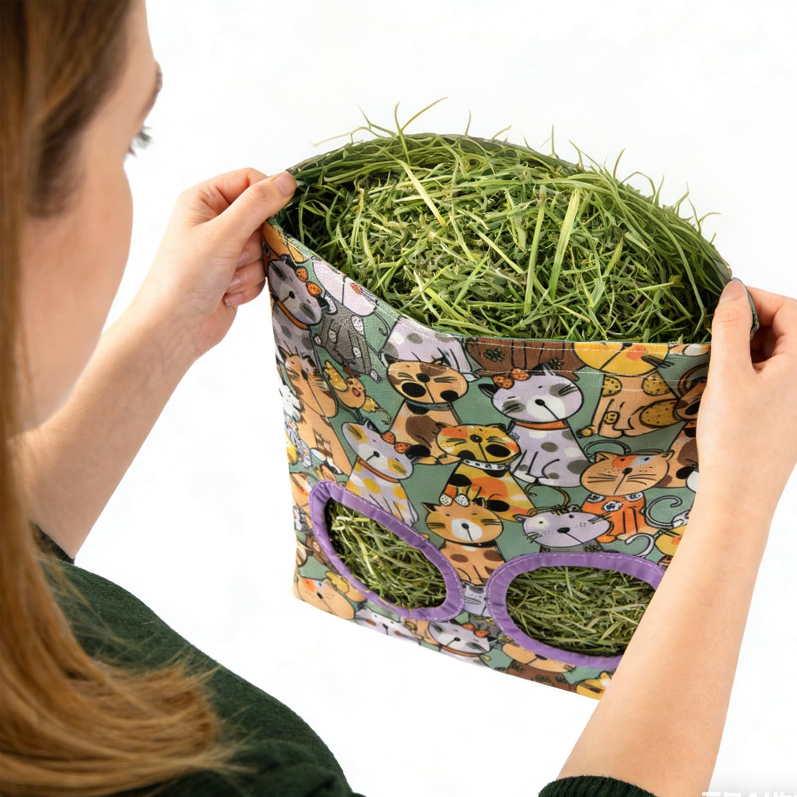 2 Pcs Sac à Foin pour Lapin,Distributeur de Foin,Sac de Foin Automatique,pour Cochon d'Inde,Chinchilla,Lapin,Hamster et Autres Petits Animaux