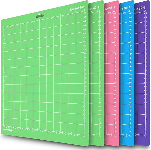 Variety Mats for Cricut Explore Air 2/Air/One/Maker StandardGrip/LightGripGrip/FrabricGrip Multiple Sticky Green Blue Purple Pink Cricket 12x12 Cutting Mats for Cricut 5 Pack