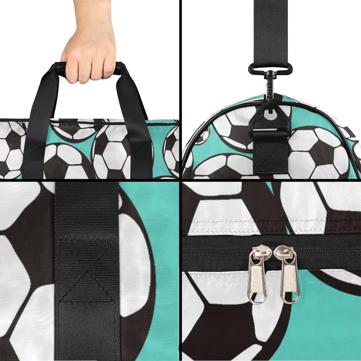 Interesting Soccer Decor Gym Bag for Women Duffle with Shoes Compartment Men Weekender Duffel Bags for Travel Sports Swimming Overnight Dance