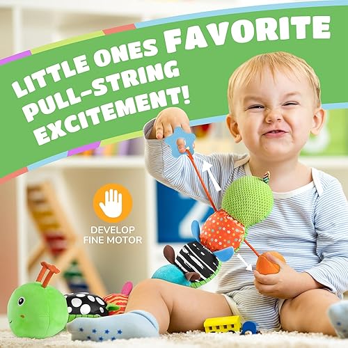 Miniatura 3 de Juguetes para bebés de 6 a 12 meses, oruga musical, juguetes de peluche, animales de peluche de 0 a 3 a 6 meses, juguetes sensoriales de dentición