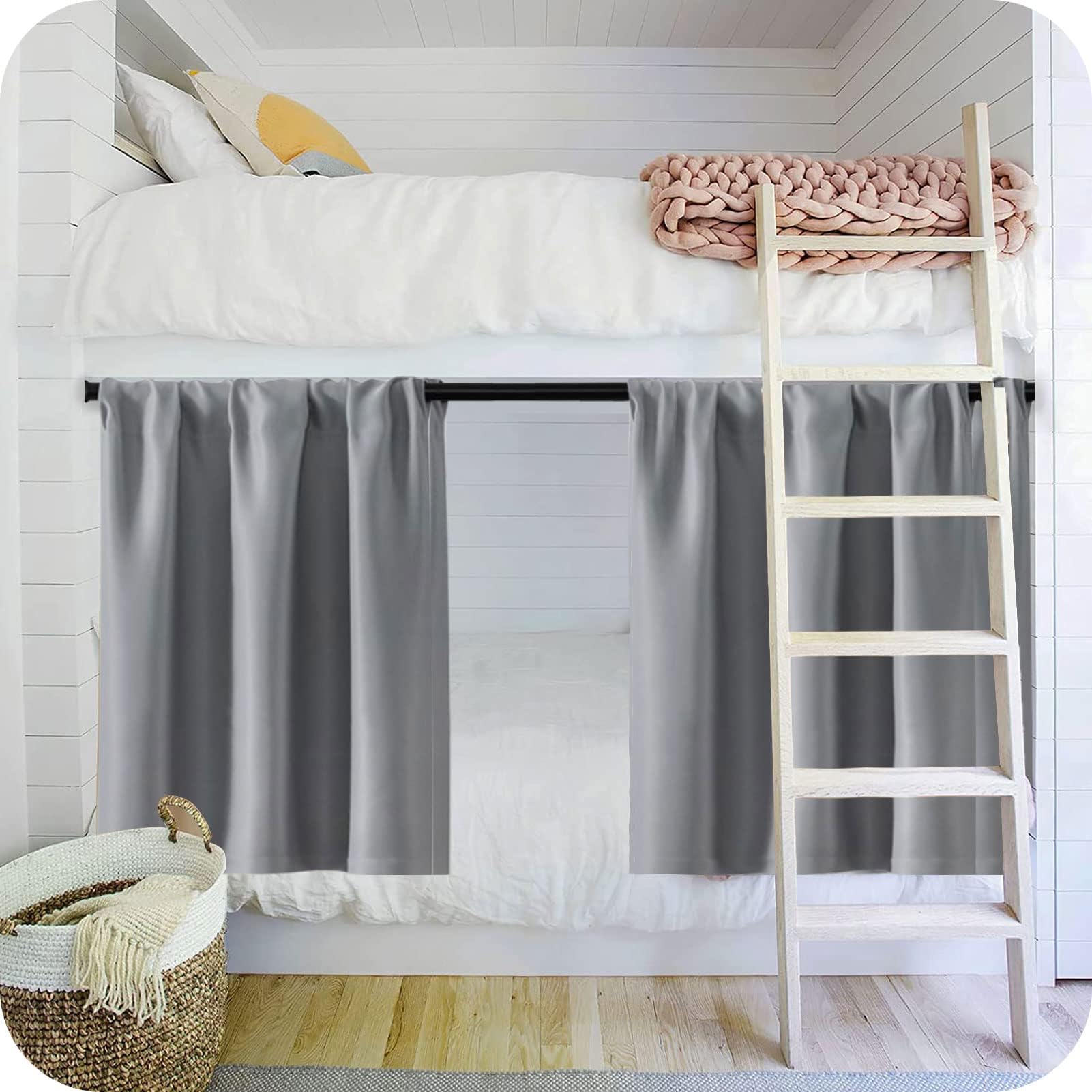 MRTREES Grey Rod Pocket Blackout Curtains for Campervan Kitchen and Bathroom Windows 2 Panels Small Waterproof Curtains 60x60 CM 24x24 Inch Light Grey - Image 4