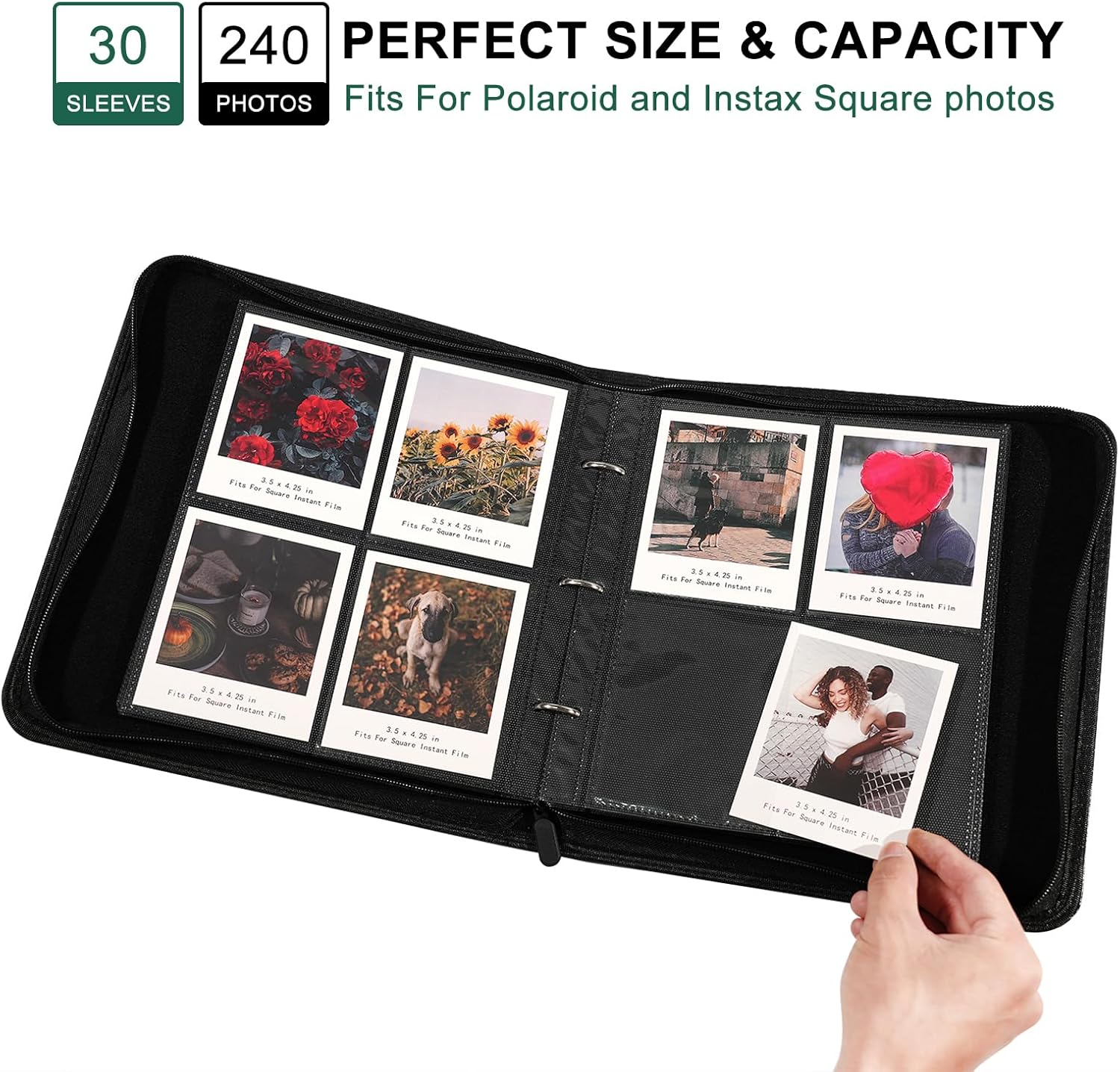 240 Pockets Portable Binder Photo Album Book For i-Type Square Polaroid Photos and Instax Wide Film Pictures (Girly Texture)