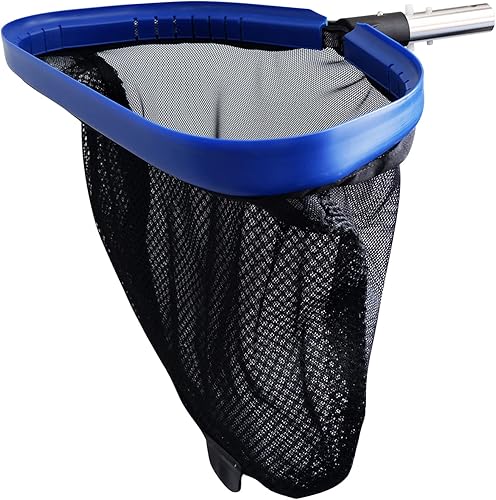 Poolvio Rastrillo profesional de alta resistencia con bolsa de red profunda de doble costura, marco de aluminio y mango para una limpieza más rápida