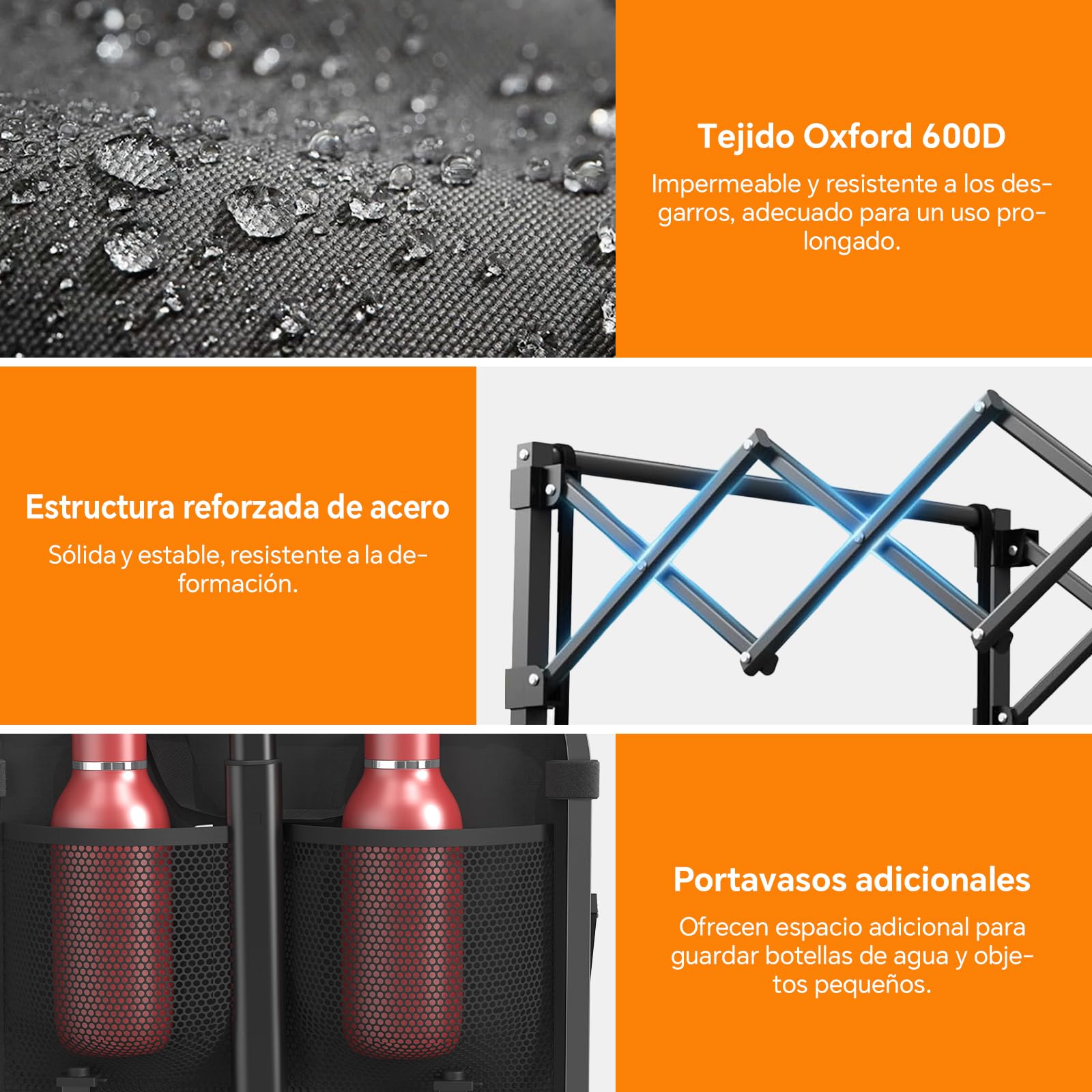 Carro Plegable 120L 160KG Carrito Todoterreno Ruedas Grandes Playa Camping