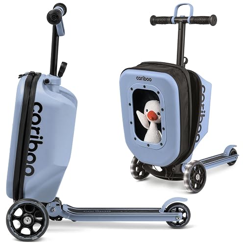 Cariboo Patinete para Niños de 2 años con Maleta 3 Ruedas 2en1 Plegable Altura Ajustable hasta 50 kg Equipaje…