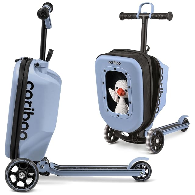 Cariboo Patinete para Niños de 2 años con Maleta 3 Ruedas 2en1 Plegable Altura Ajustable hasta 50 kg Equipaje…