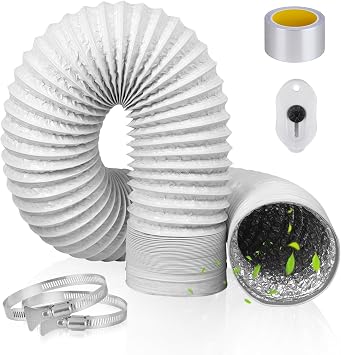 100mm Ducting Length 2m Aluminium PVC Tumble Dryer Vent Hose 3.94inch/100mm