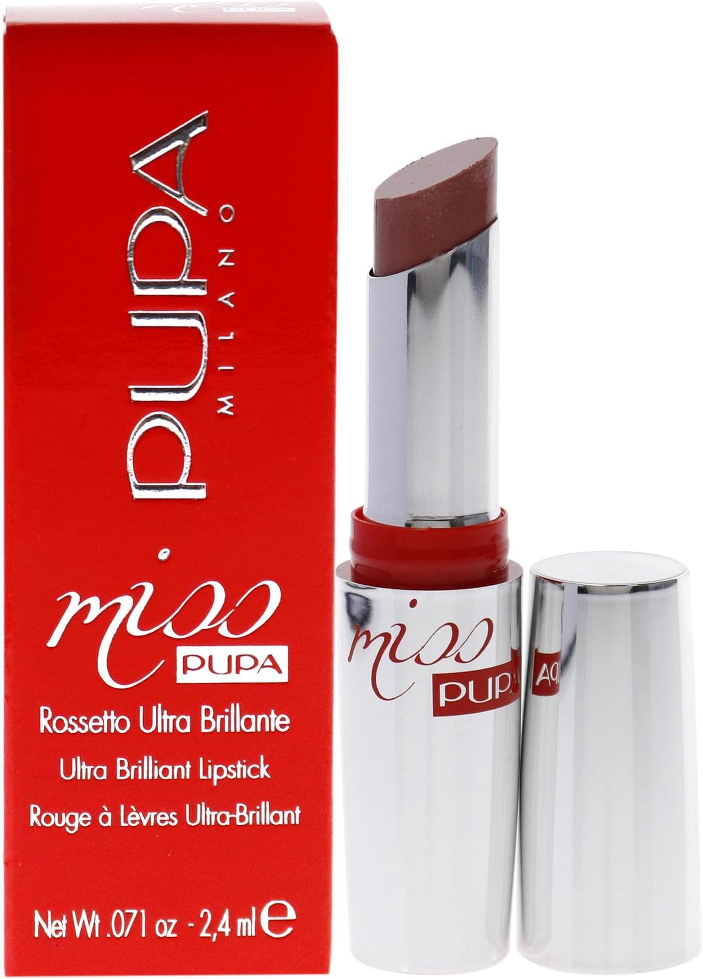 Pupa Milano Miss Milano Lipstick - Creamy, Ultra Pigmented Color For Lips - Nourishing Formula - Crystal-Effect Lipstick - Ultimate Boost Of Volume And Hydration - 110 Nude Vibes - 0.071 OZ