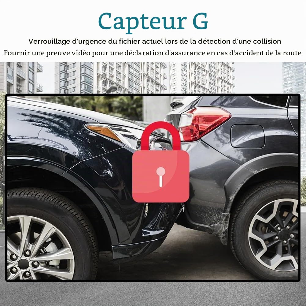 Enregistreur Vidéo de Tableau de Bord de Voiture, Moniteur de Vue DashCam, Écran de 2 Pouces, Grand Angle 1080P (A)