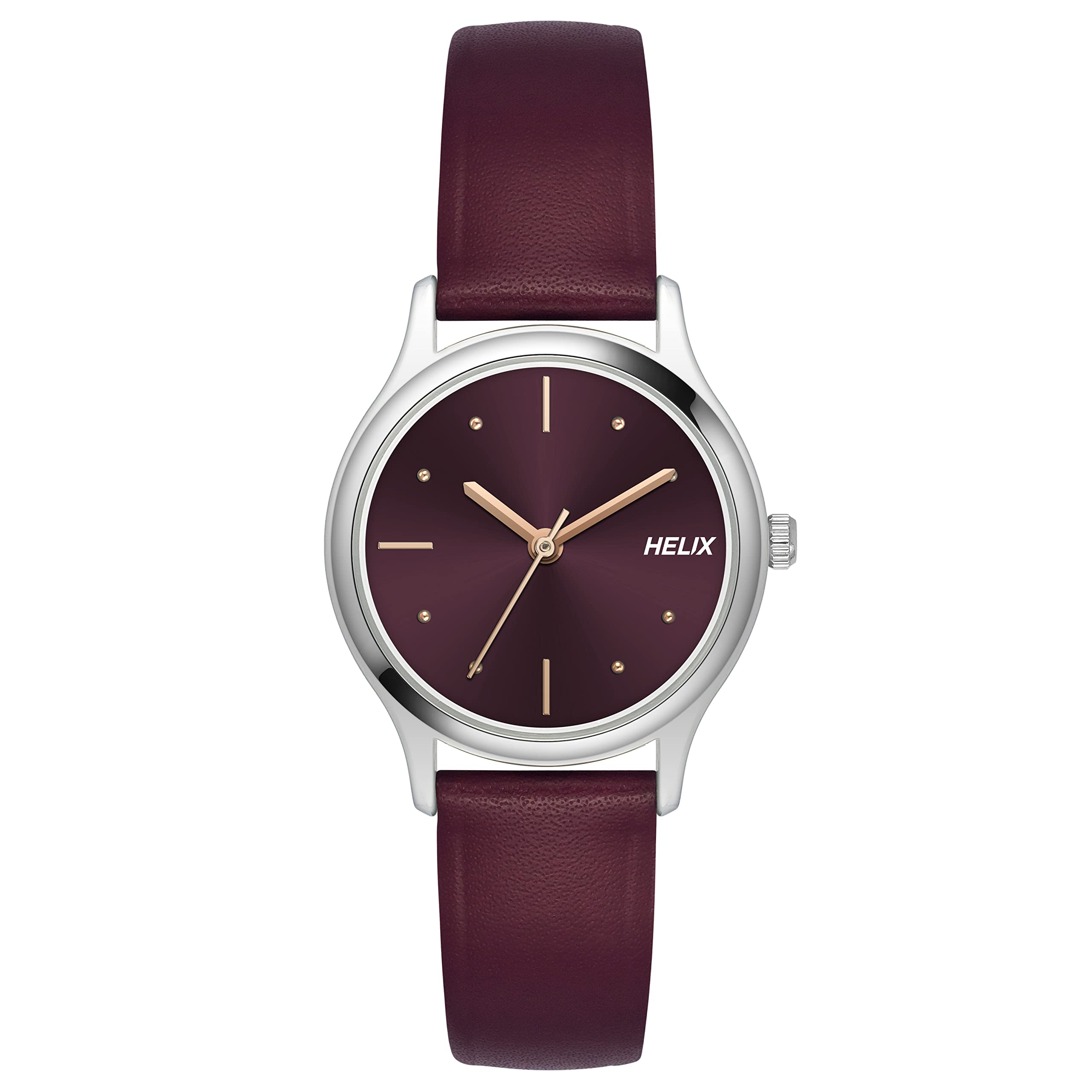 Helix by Timex Burgundy Round Analog Watches for Women | Quartz Movement Leather Strap Ladies Watches | Upto 30 m Water Resistance with Buckle Closure | Gift for Women TW051HL02 (B0BQY3CZMK) Amazon Price History, Amazon Price Tracker